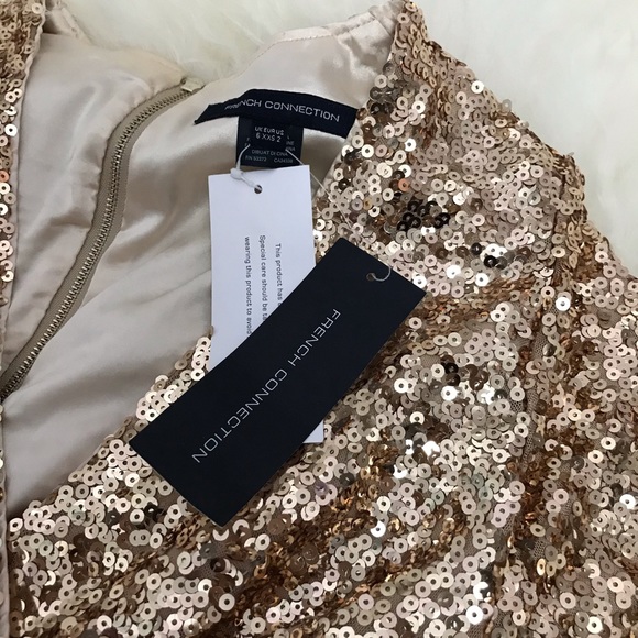 French Connection Sequin Mesh Faux Wrap Dress - Picture 4 of 7